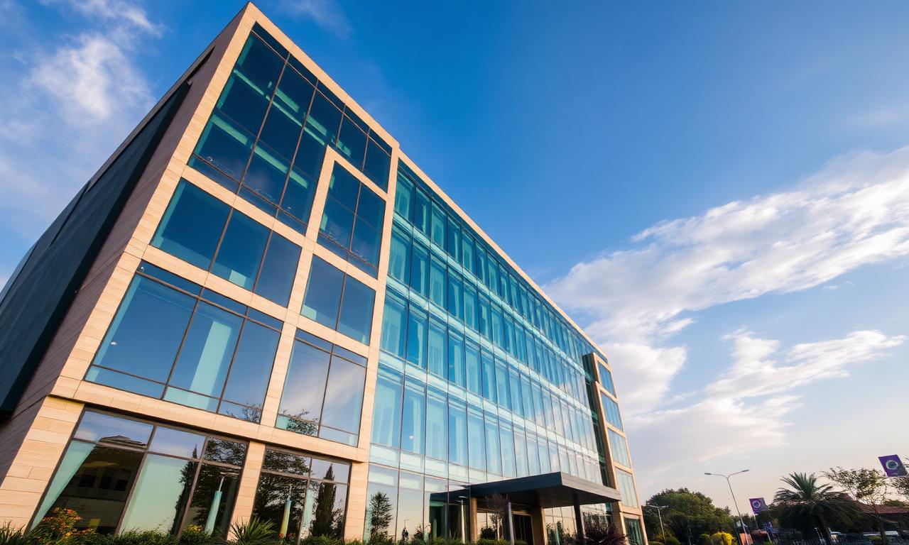 Modern commercial office building constructed to engineer-approved standards